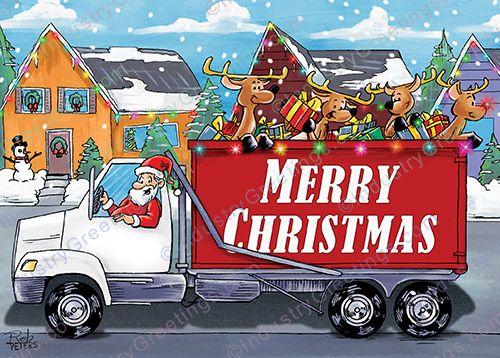 Christmas Roll Off Truck Holiday Card