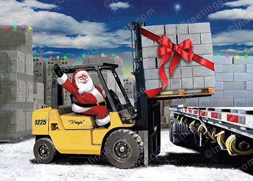 Forklift Masonry Truck Christmas Card
