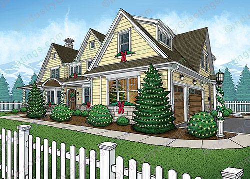 Decorated House Christmas Card