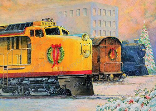 Holiday Railroad Yard Christmas Card