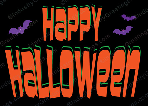 Purple Bats Halloween Holiday Card