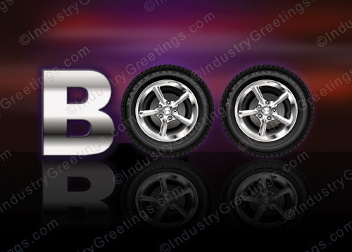 BOO Tire Halloween Card