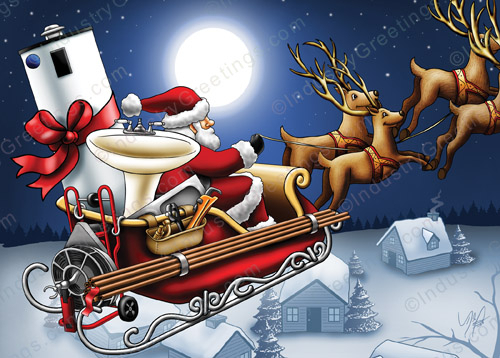 Plumbing Sleigh Christmas Card