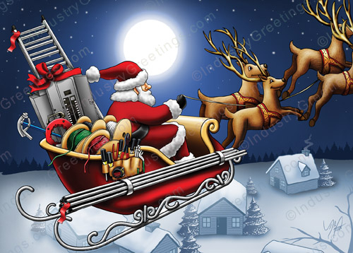 Electrical Sleigh Christmas Card
