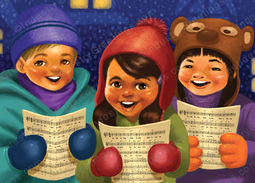 Christmas Carolers Holiday Card