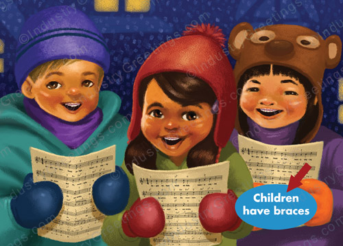 Brace Face Carolers Holiday Card
