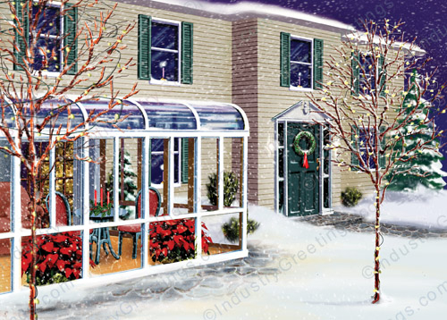 Sunroom in Winter Christmas Card