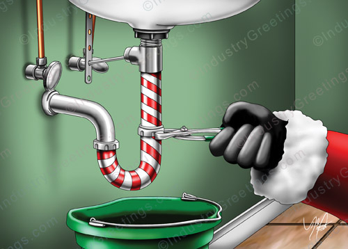 Santa Claus Plumber Christmas Card
