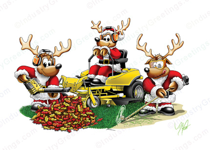 Reindeer Landscaping Holiday Card