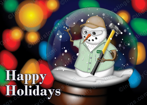Demolition Snowman Christmas Card