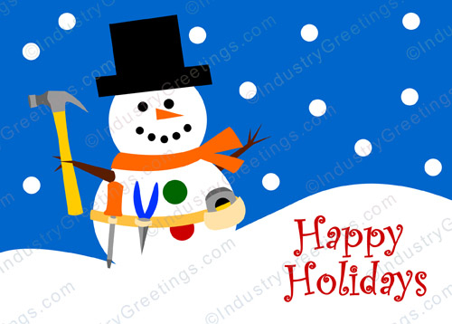 Construction Snowman Holiday Card