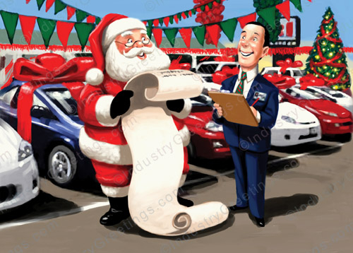 Santa's Car List Christmas Card