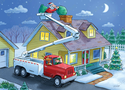 Company Bucket Truck Christmas Card