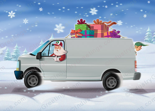 Funny Work Van Christmas Card