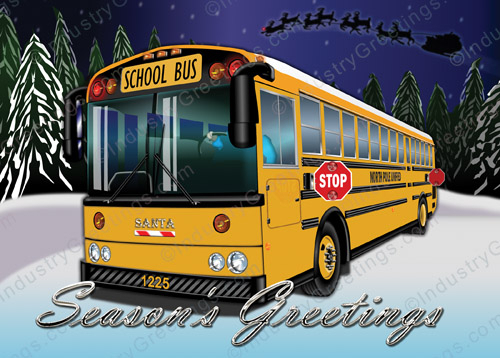 School Bus Service Holiday Card