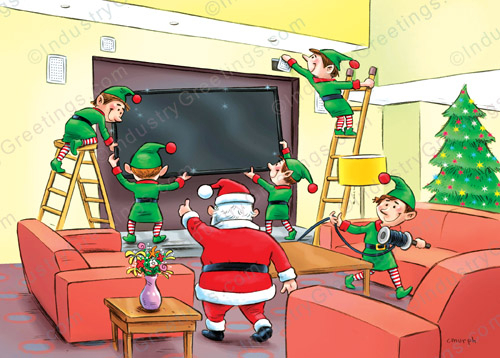 Home Theater Santa Holiday Card