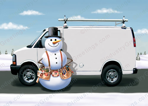 Work Van Snowman Holiday Card