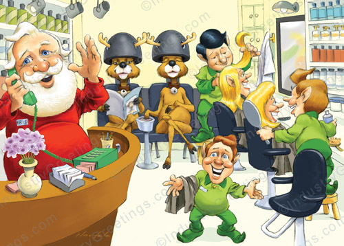Bustling Salon Christmas Card