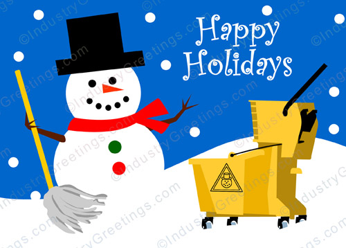 Snowman Mop Service Holiday Card