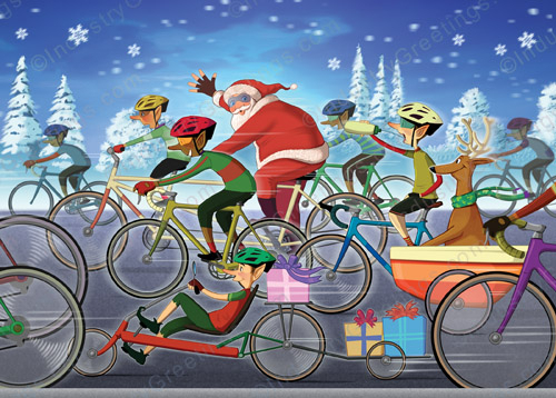 Cycling and Bike Christmas Card