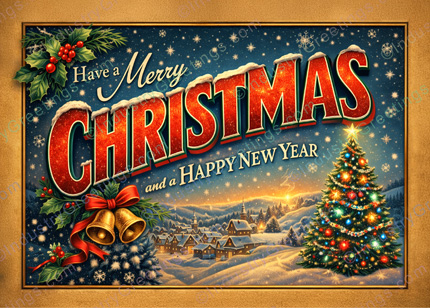 Vintage Postcard Christmas Card