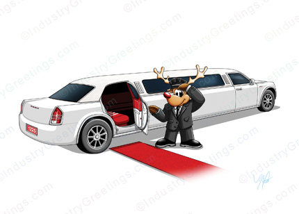 Reindeer Limo Service Holiday Card