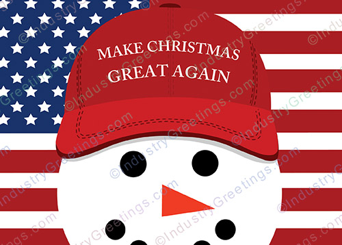 Reindeer US Flag Christmas Card