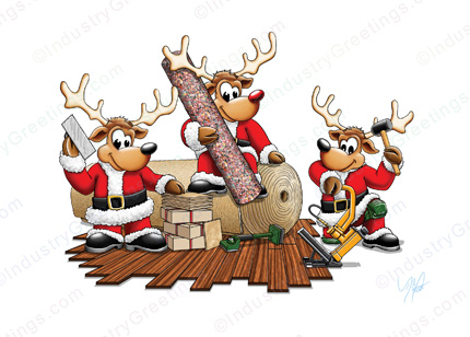 Reindeer Flooring Christmas Card