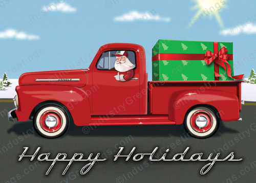 Vintage Pickup Christmas Card