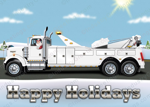 Santa in a Wrecker Christmas Card
