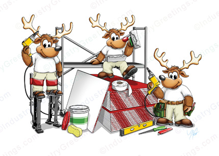Reindeer Drywallers Christmas Card