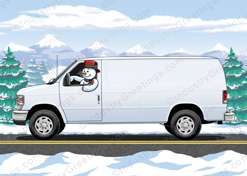 Frosty Work Van Christmas Card