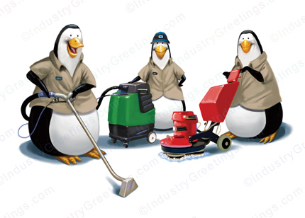 Penguin Cleaners Christmas Card