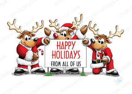 Yard Sign Reindeer Christmas Card