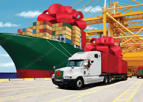 Shipping Port Logistics Christmas Card