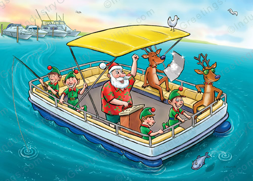 Pontoon Party Christmas Card
