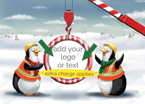 Penguin Logo Crane Christmas Card