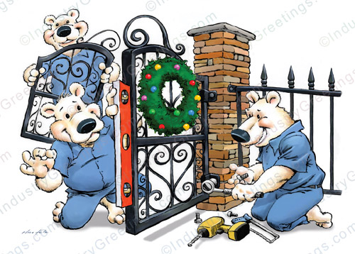 Polar Team Fence Work Holiday Card