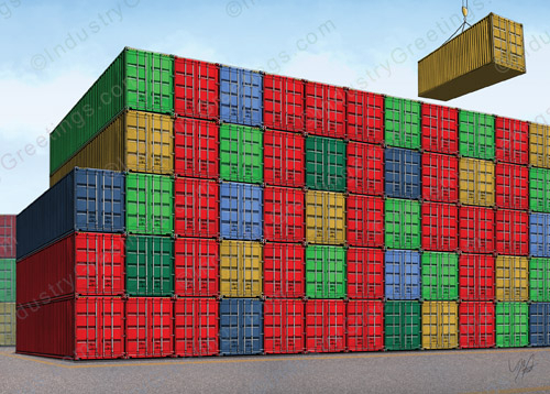 Shipping Containers JOY Christmas Card
