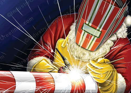 Santa Welding Christmas Card