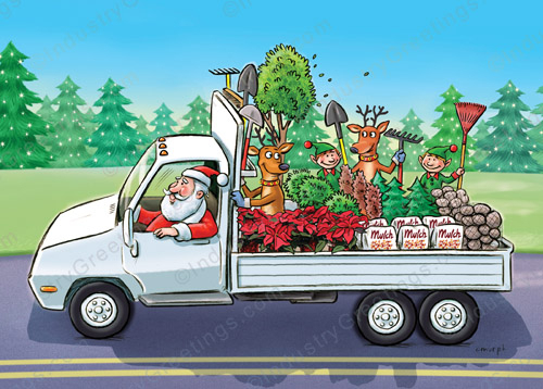 Landscaper Truck Christmas Card 