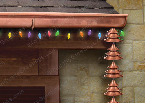 Copper Tree Rain Chain Holiday Card