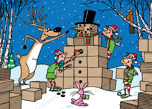 Corrugated Snowman Christmas Card