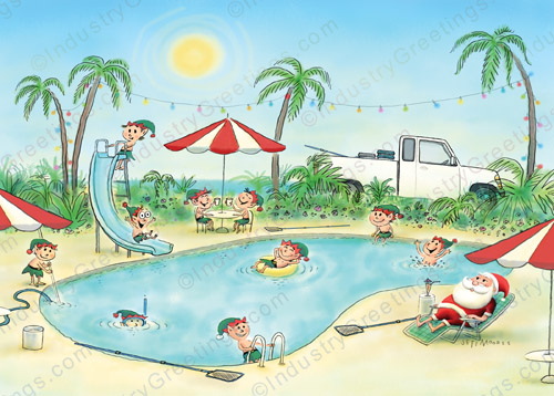 Swimming Pool Christmas Card