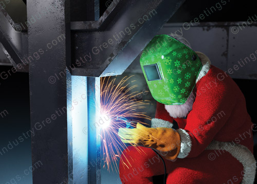 Welding Santa Christmas Card
