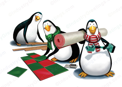 Flooring Penguins Holiday Card