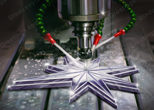 Machining North Star Christmas Card