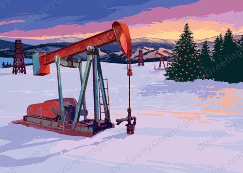 Pumping Oil for Christmas Card