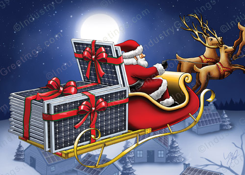 Solar Panel Sleigh Holiday Card