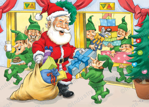 High Rise Elevator Christmas Card